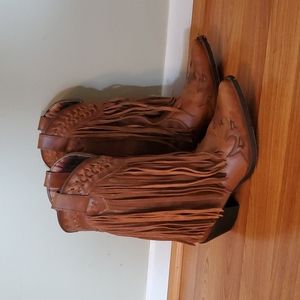 Brown Fringe Western Boots Size 8.5